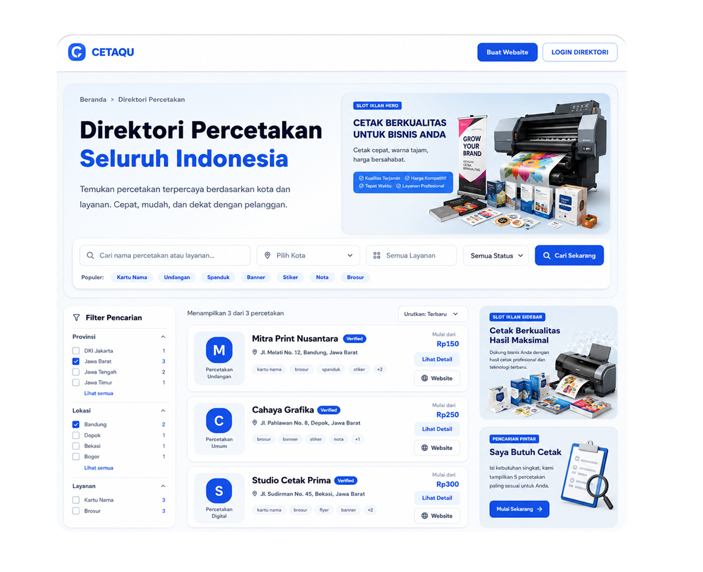 Mockup Direktori Percetakan CETAQU